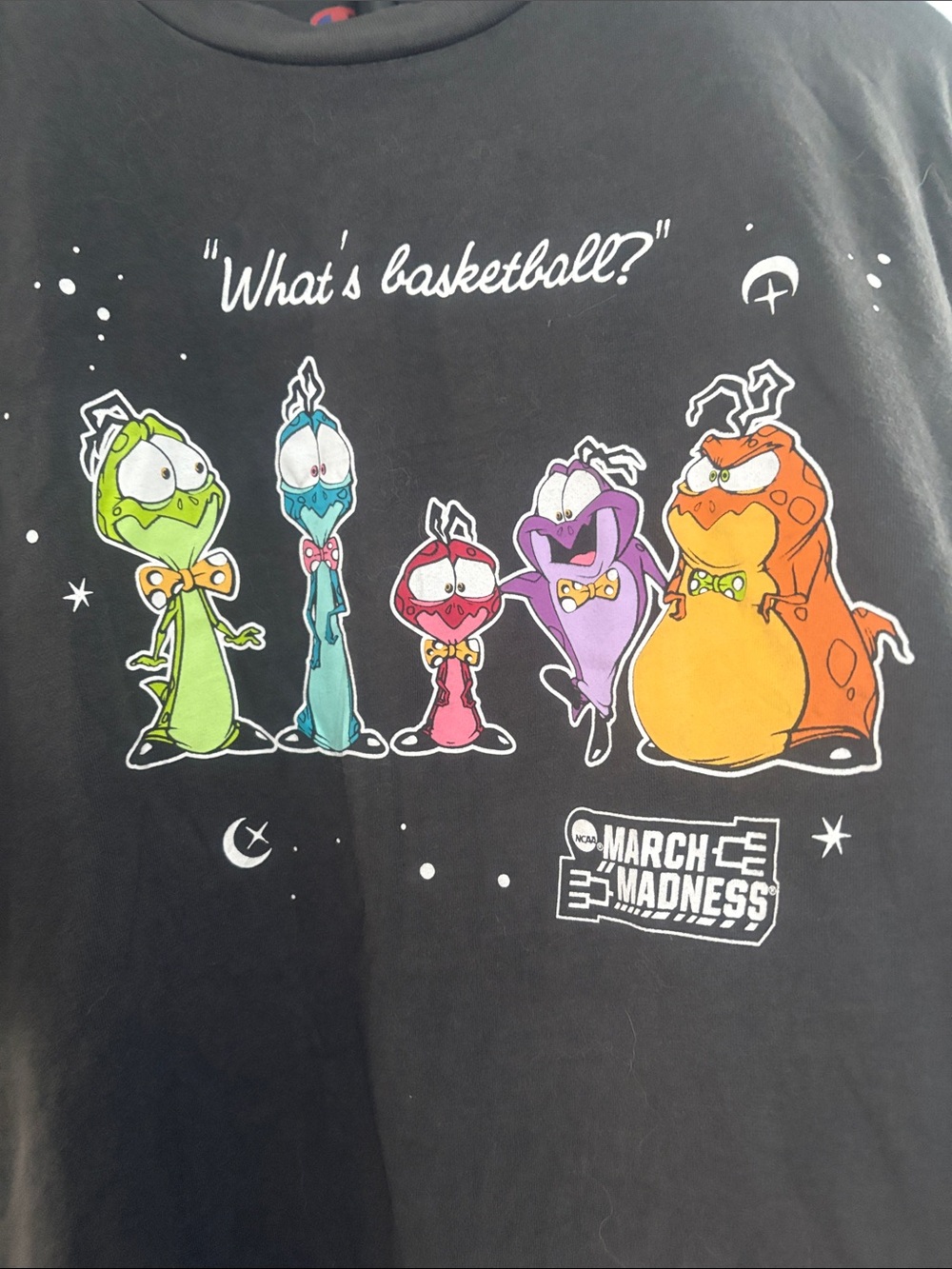 Champion Black March Madness Cartoon Alien Short Sleeve Tee